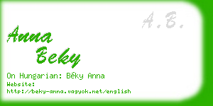 anna beky business card