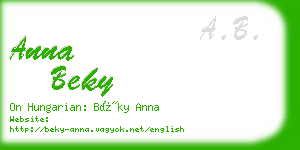 anna beky business card